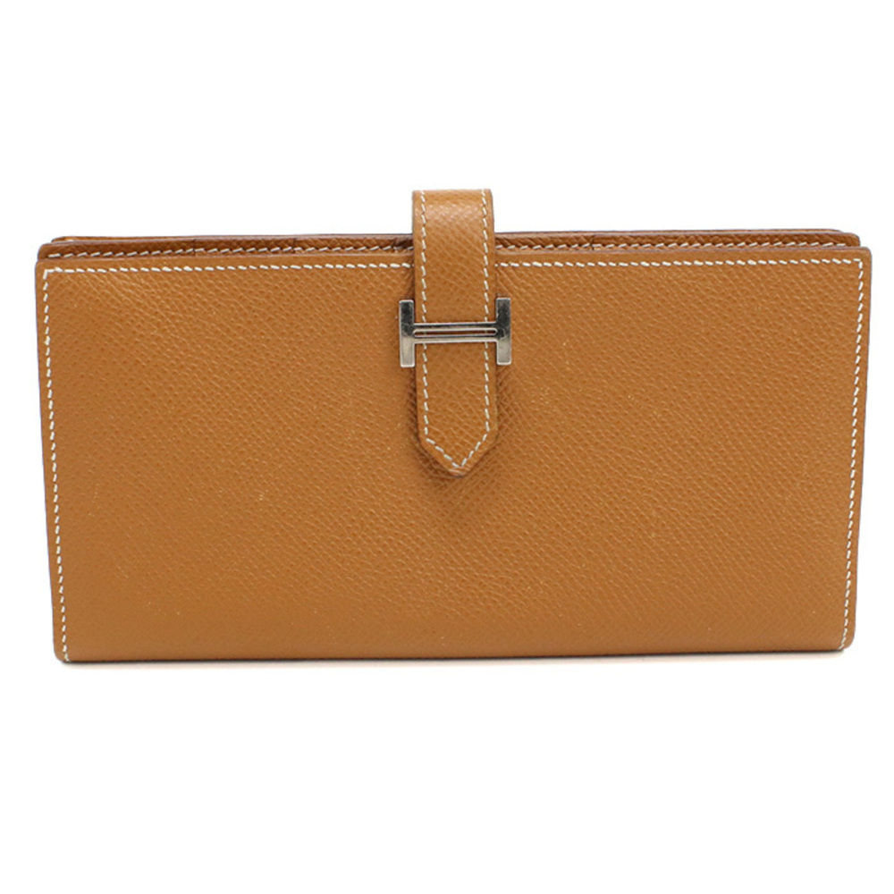HERMES Hermes Long Wallet Bi-fold with Coin Pocket Bearn Soufflé T Stamp Men'...